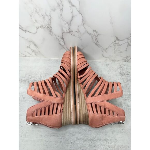 Vince Camuto Gladiator Sandals Womens Revey Coral Leather Open Toe Wedges - Picture 5 of 12